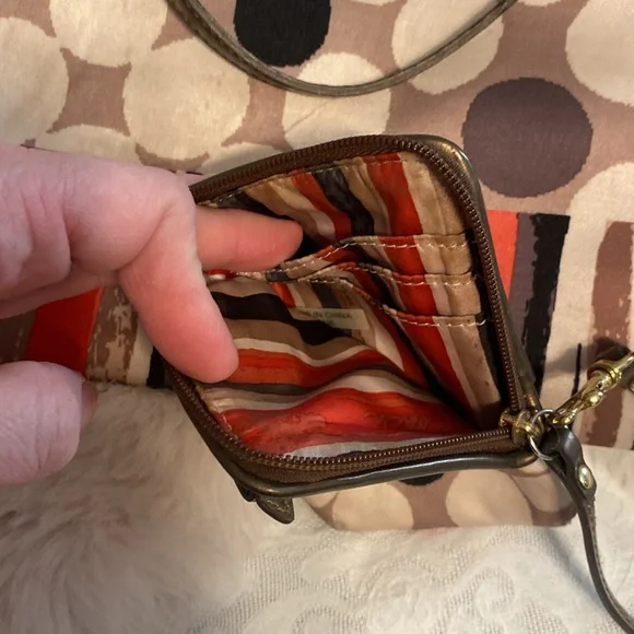 COACH Authentic Polka Dot Poppy Watercolor Tote Bag & Matching Small Wristlet - Picture 4 of 16